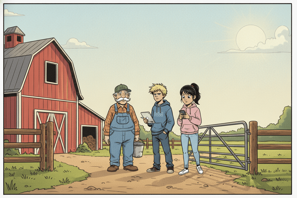 Town & Country Life comic, Episode 2 — When a cow goes missing on the farm, Tyle